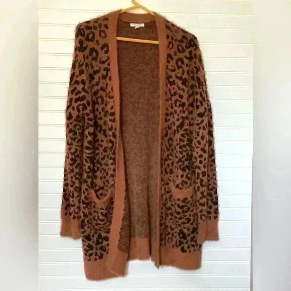 Maurices Women's Leopard Open Front Cardigan Black and Brown size Medium - Picture 1 of 16